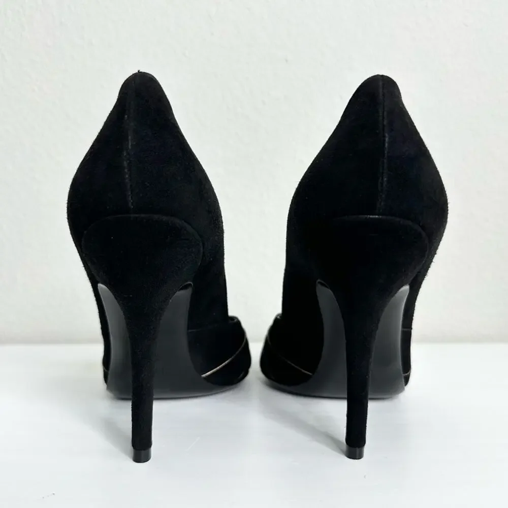 GUCCI Peep Toe Black Pumps with Gold Trim Size 37.5 - Picture 5 of 8